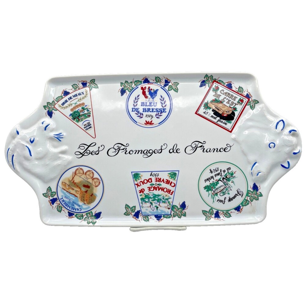 Vintage Revol Porcelain Fromages De France Cheese Platter Tray White 16" x 9"